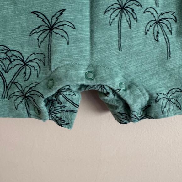 Tea Collection Green Palm Collared Short Sleeve Polo Romper Baby 12-18 Months - Picture 3 of 5